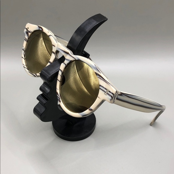 Illesteva leonard sunglasses c.123 cream marble stripe UNISEX, with case, Italy. main image 8